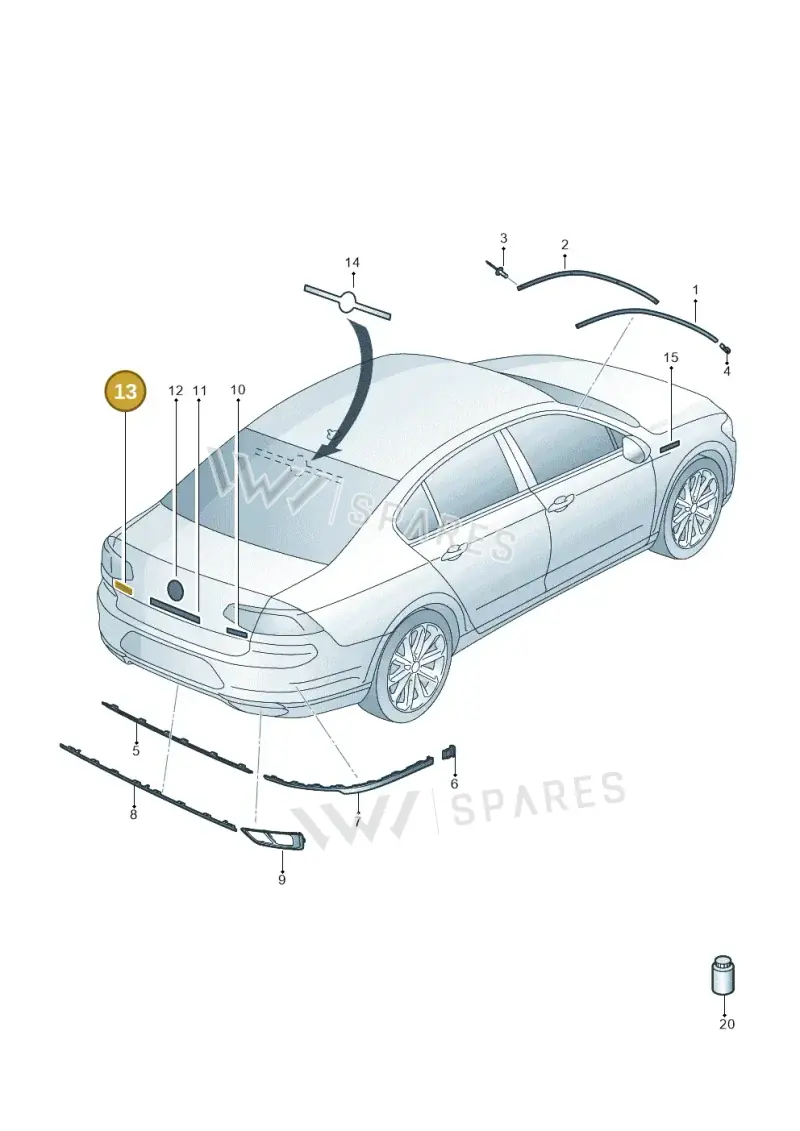 3G0853675ADAFL — Volkswagen Passat Saloon (2014-2024) diagram 793853050, position 13