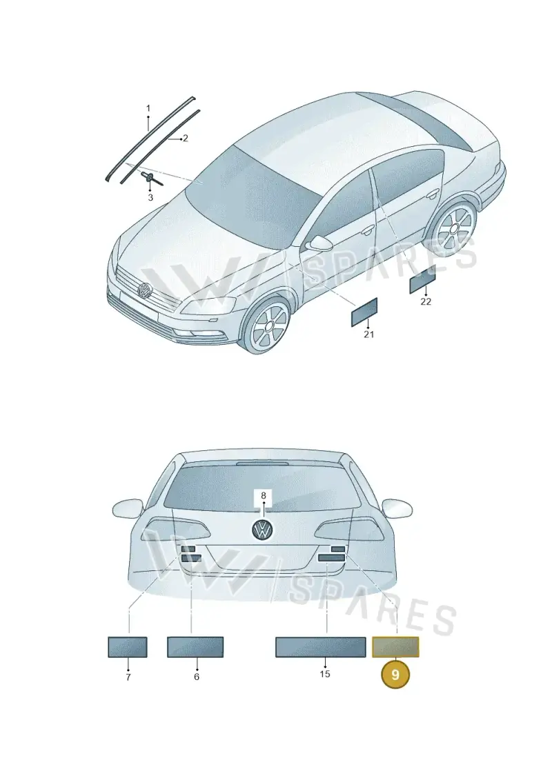 3G0853675AH2ZZ — Volkswagen Passat saloon (2010-2015) diagram 702853400, position 9