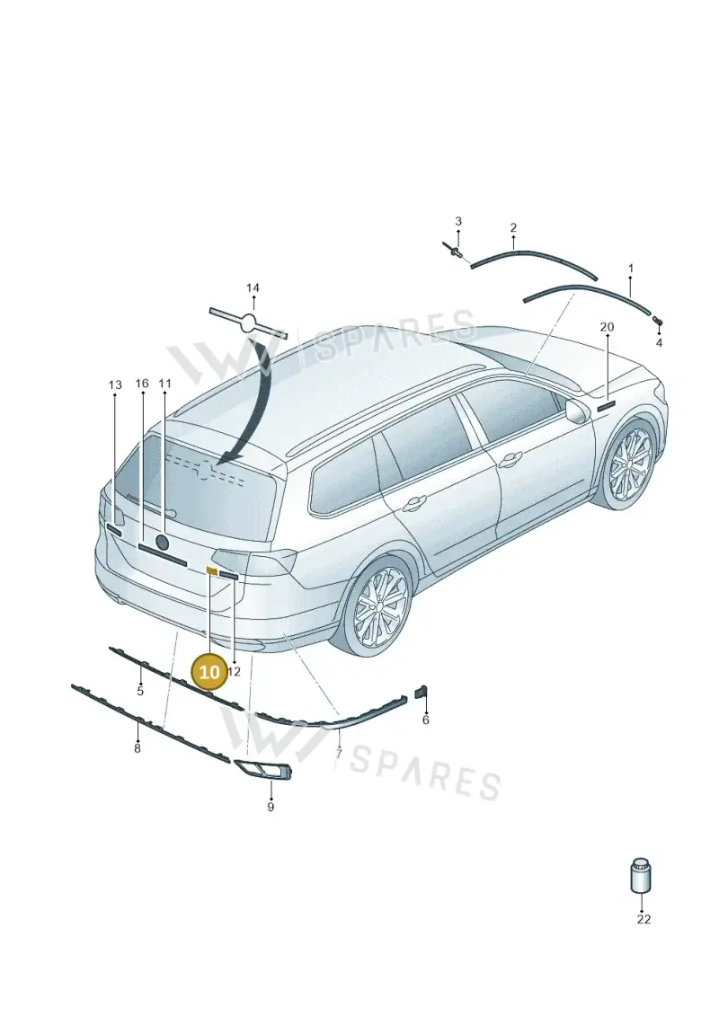 3G0853675AH2ZZ — Volkswagen Passat saloon (2014-2024) diagram 793853060, position 10