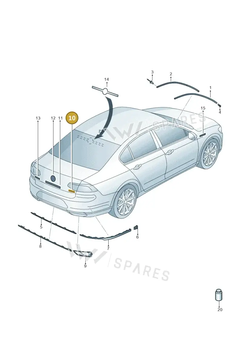 3G0853675AH2ZZ — Volkswagen Passat saloon (2014-2024) diagram 793853050, position 10