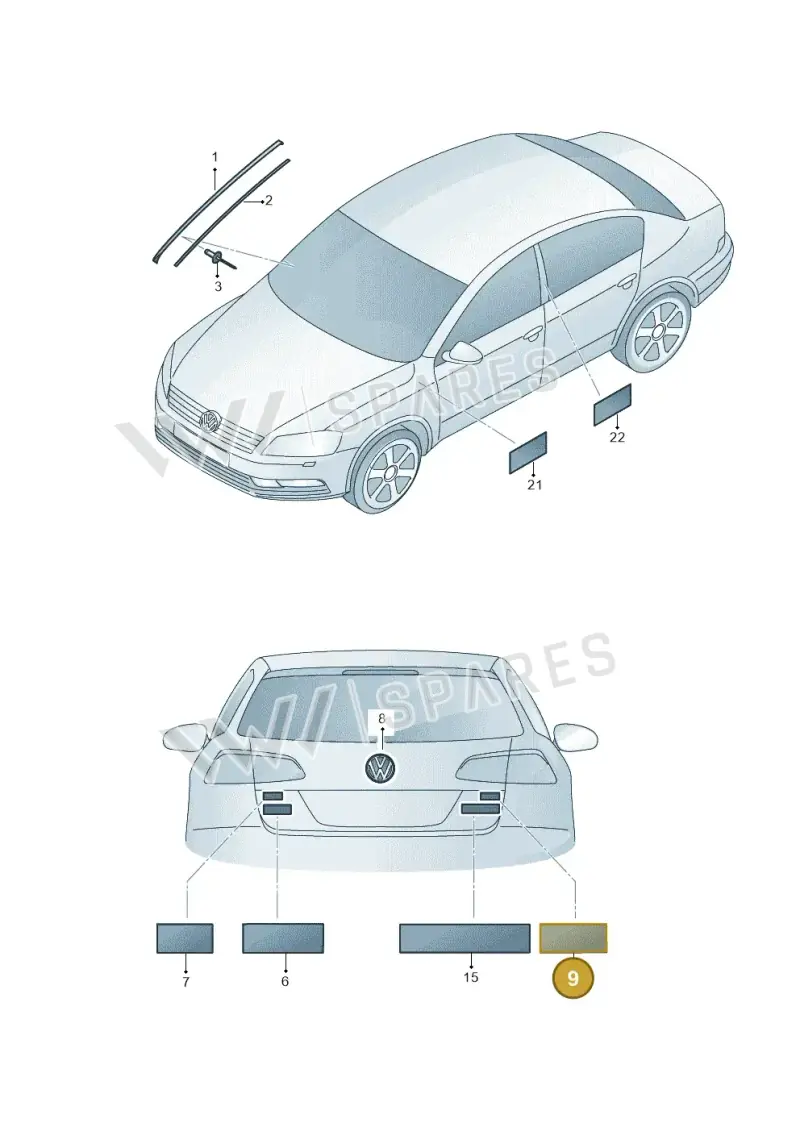 3G0853675AK2ZZ — Volkswagen Passat saloon (2010-2015) diagram 702853400, position 9