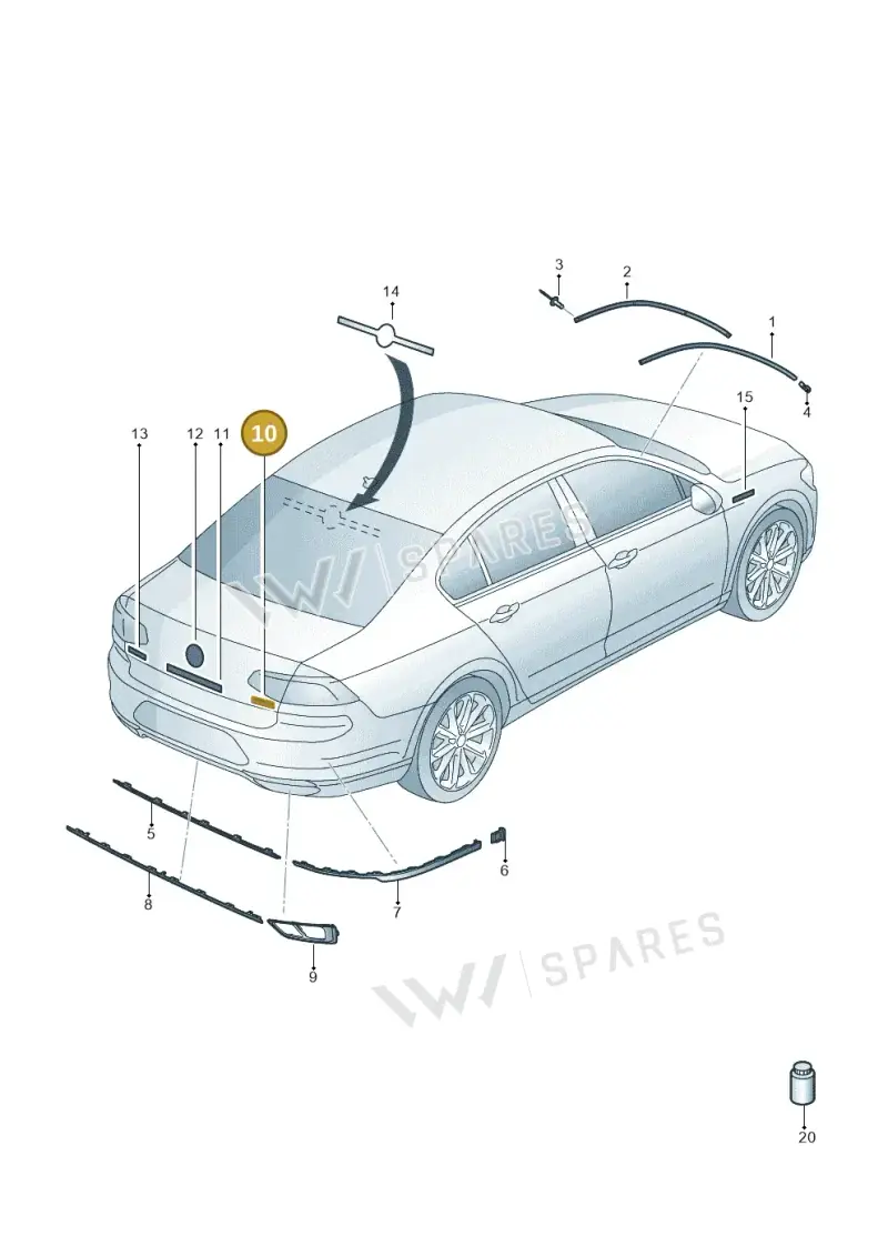 3G0853675AL2ZZ — Volkswagen Passat saloon (2014-2024) diagram 793853050, position 10