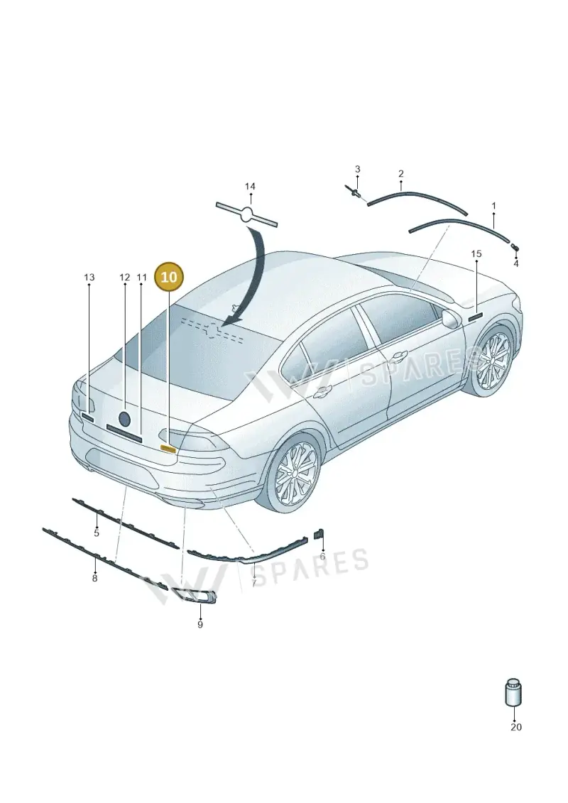 3G0853675EJZQ — Volkswagen Passat Saloon (2014-2024) diagram 793853050, position 10