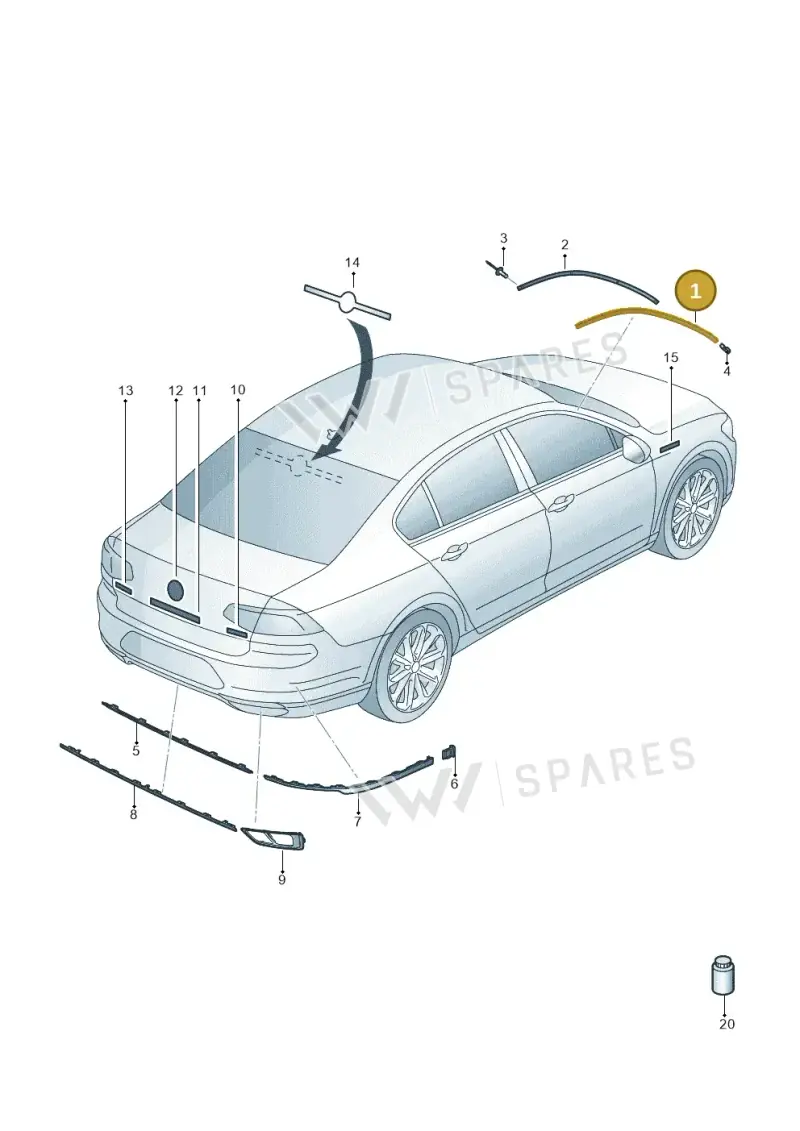 3G0854327D5AP — Volkswagen Passat saloon (2014-2024) diagram 793853050, position 1