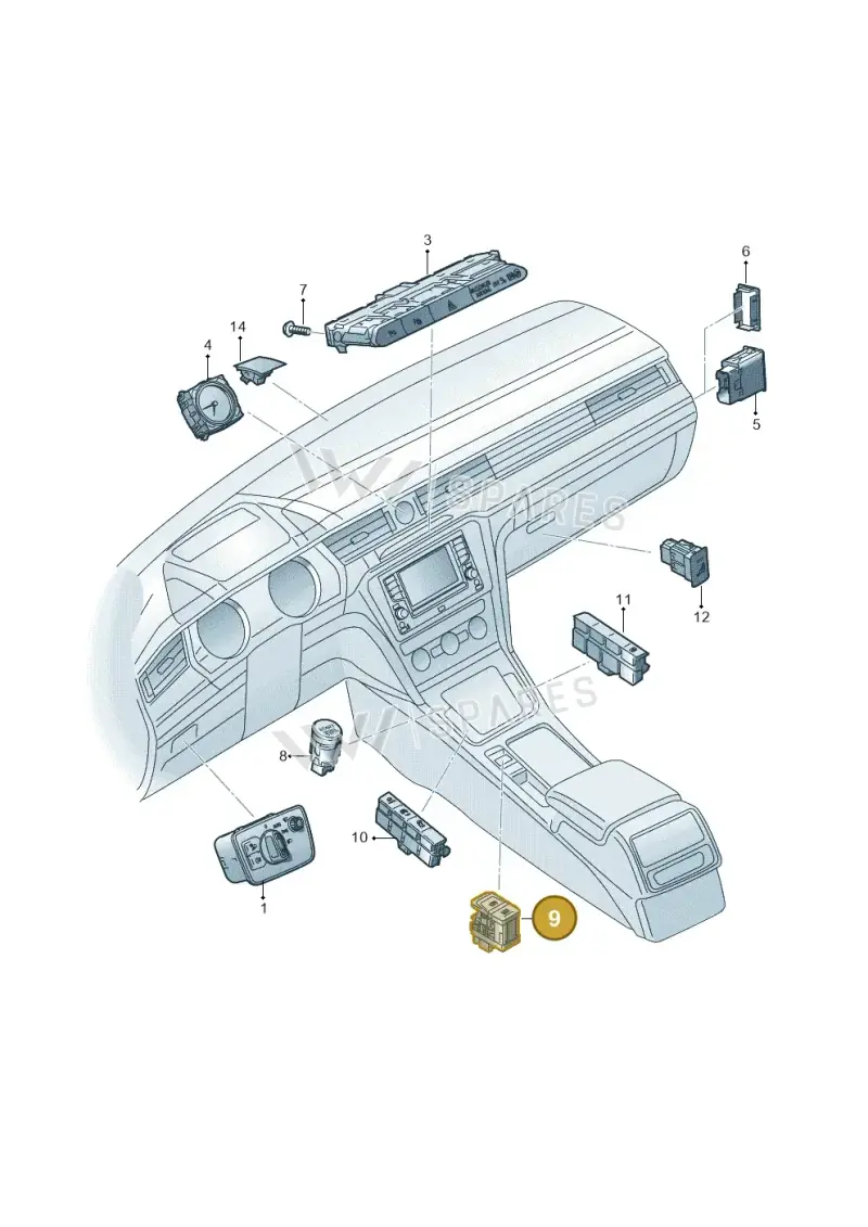 3G0927225BWZU — Volkswagen Arteon (2017-2025) diagram 828941500, position 9