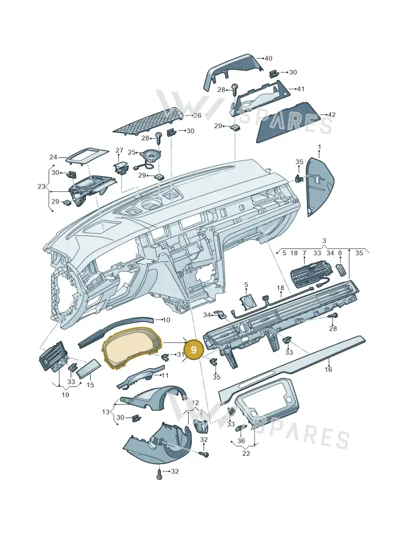 3G1858366CCZH — Volkswagen Arteon (2017-2023) diagram 793857100, position 9