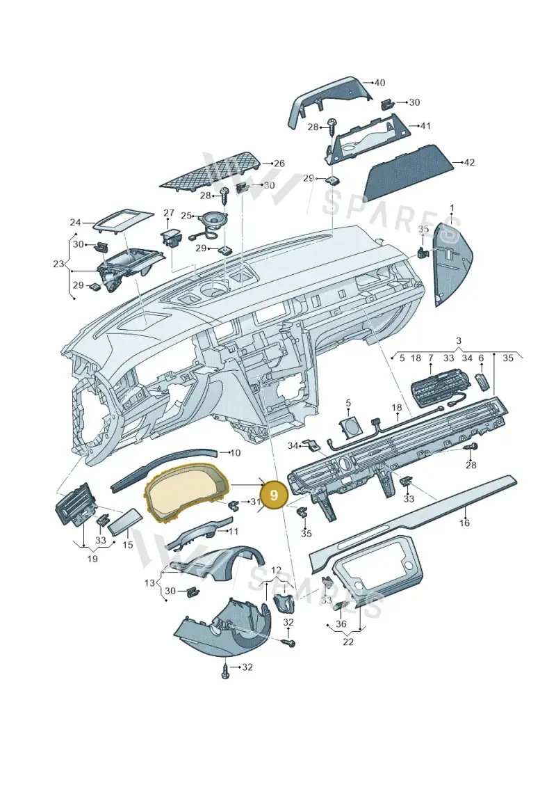 3G2858366CCZH — Volkswagen Arteon (2017-2023) diagram 793857100, position 9