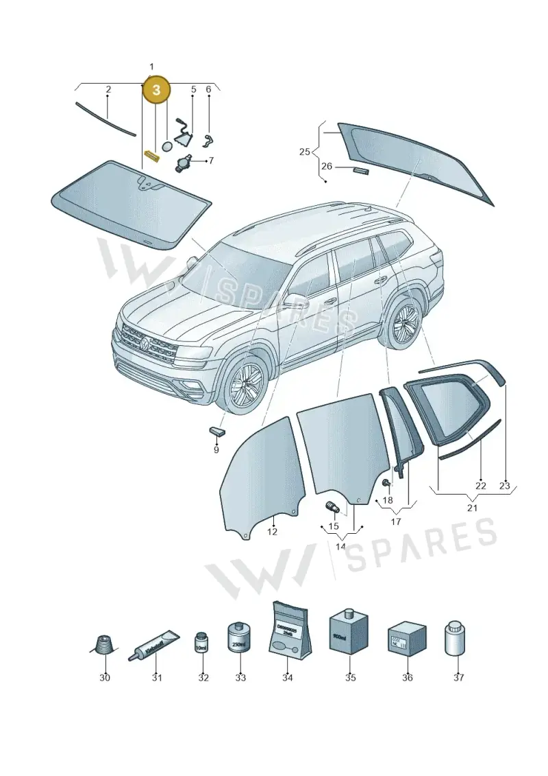 3G5845237 — Volkswagen Atlas Cross Sport (2023-) diagram 829845000, position 3