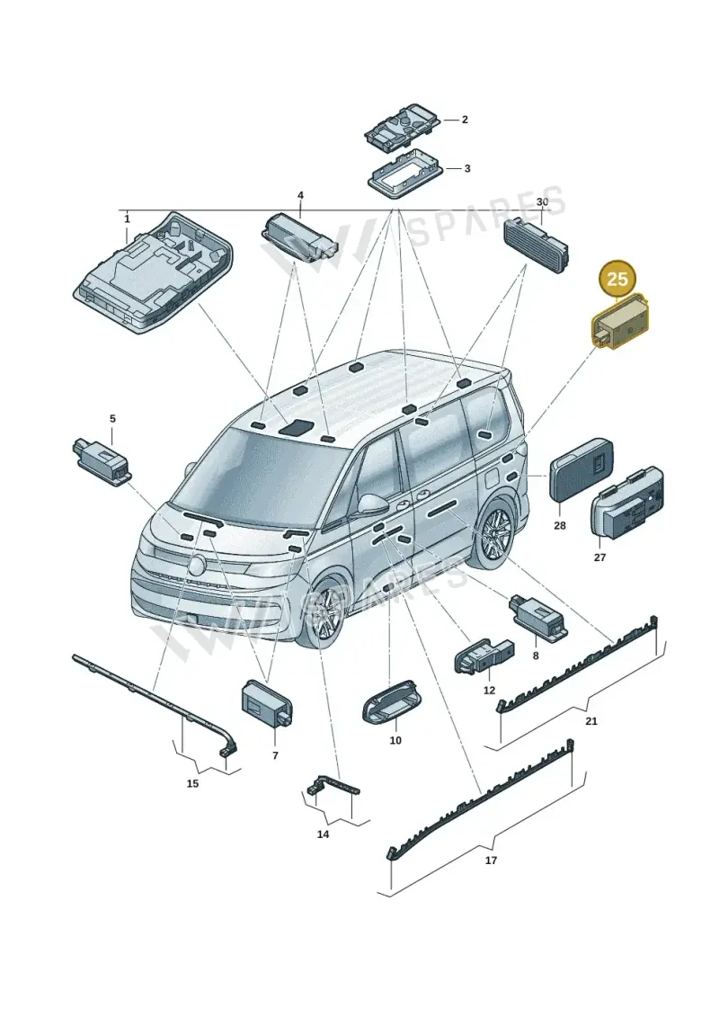 3G8947409 — Volkswagen Multivan (2021-2025) diagram 7t0947000, position 25