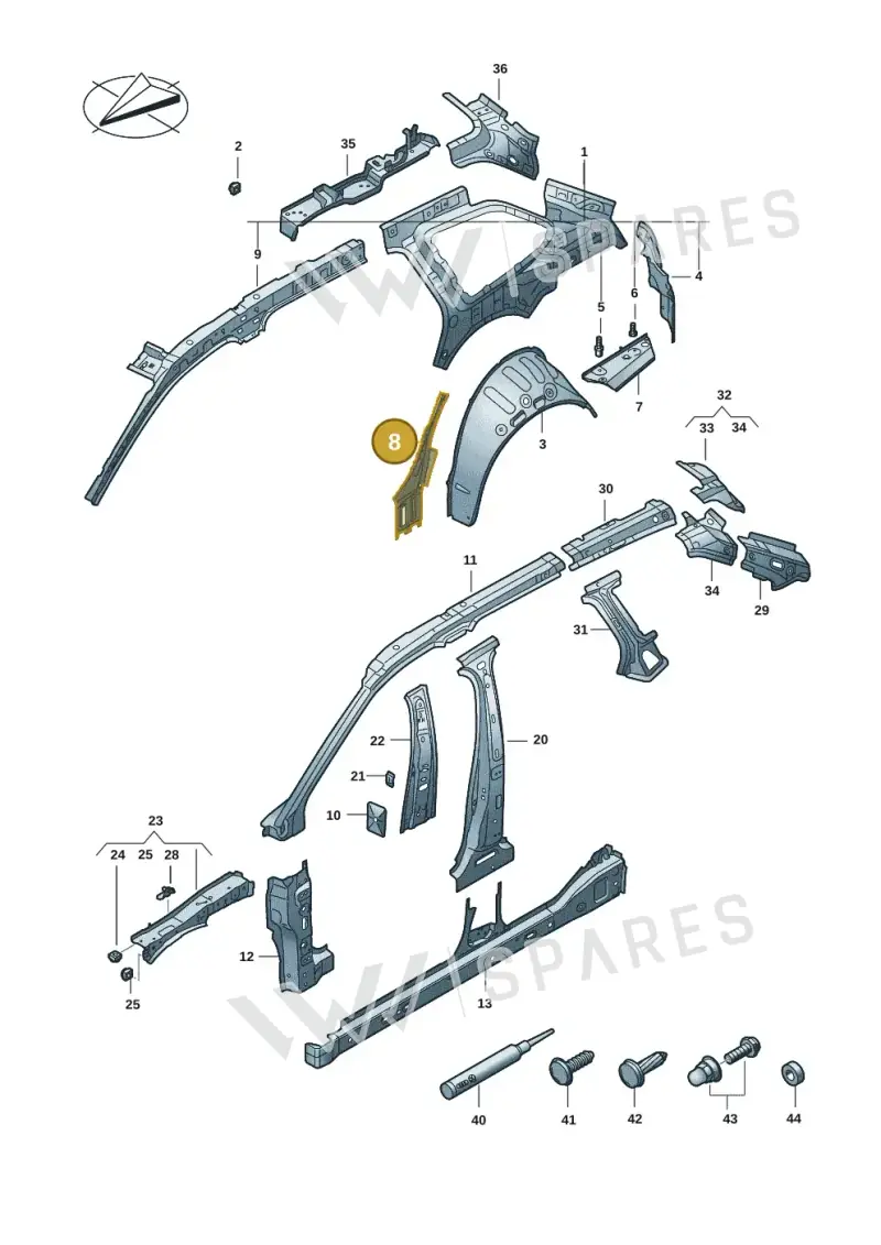 3J0809053 — Volkswagen Passat estate (2023-) diagram 3j0809000, position 8