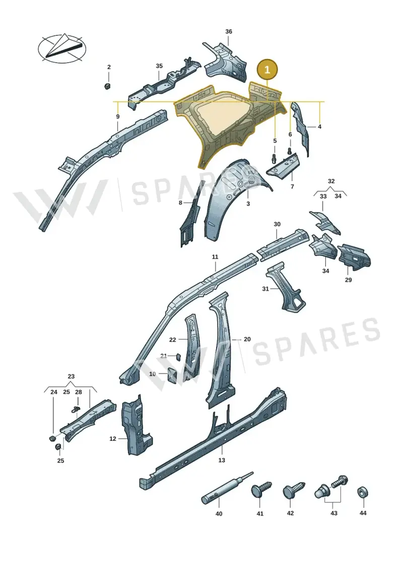 3J0809406 — Volkswagen Passat estate (2023-) diagram 3j0809000, position 1