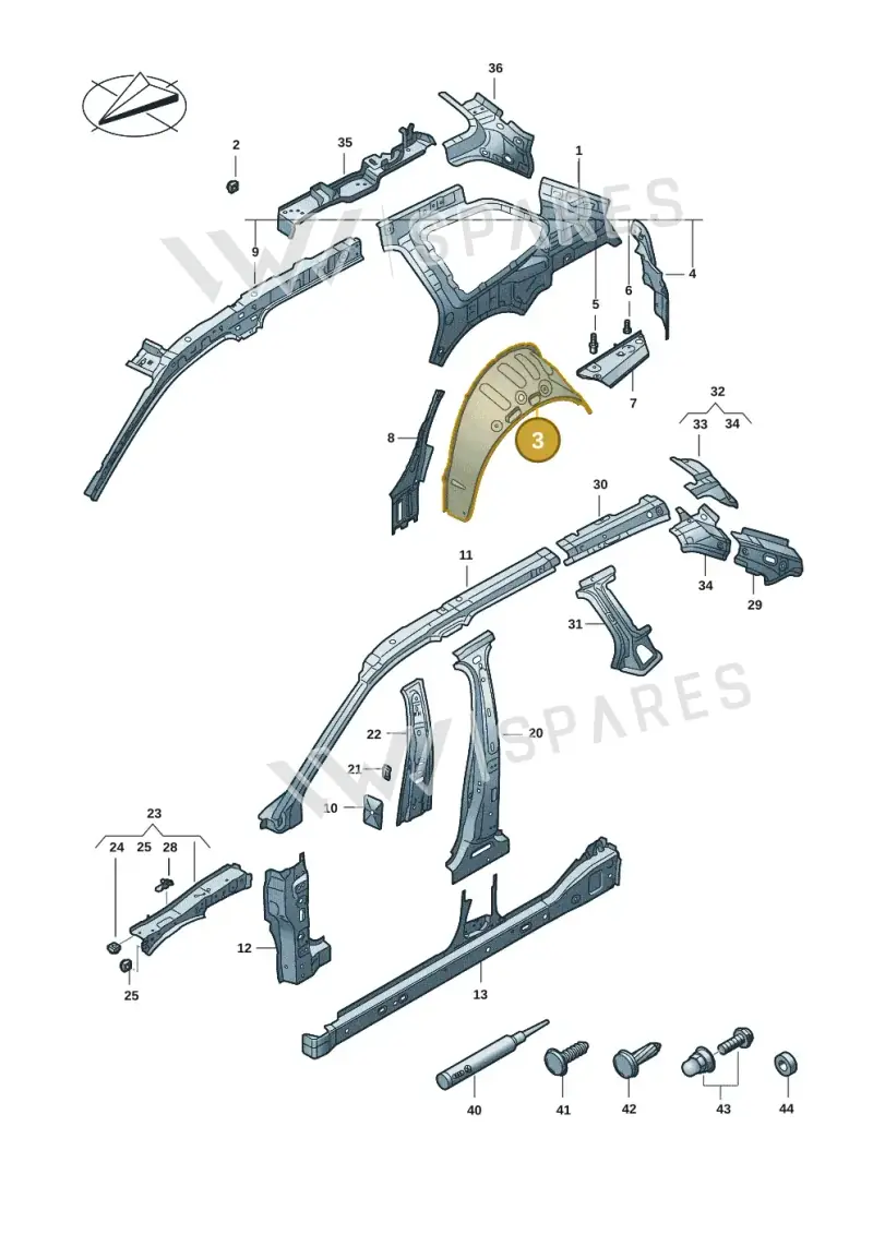 3J0809409 — Volkswagen Passat estate (2023-) diagram 3j0809000, position 3