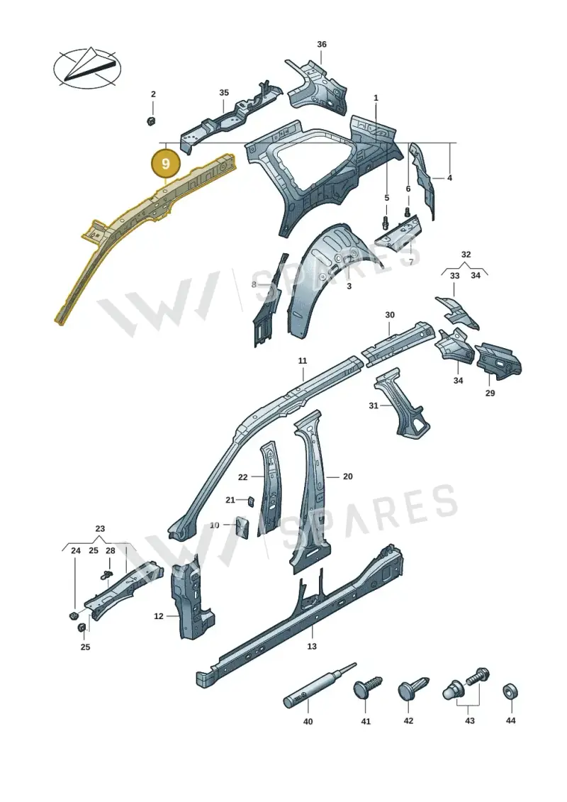 3J0809422 — Volkswagen Passat estate (2023-) diagram 3j0809000, position 9