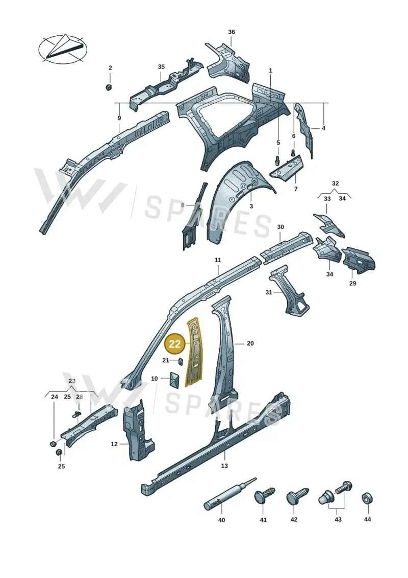 3J0809447 — Volkswagen Passat estate (2023-) diagram 3j0809000, position 22