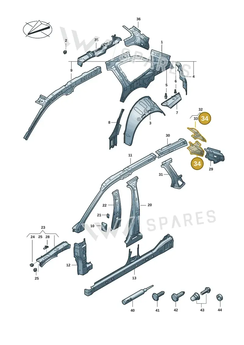 3J0809549 — Volkswagen Passat estate (2023-) diagram 3j0809000, position 34