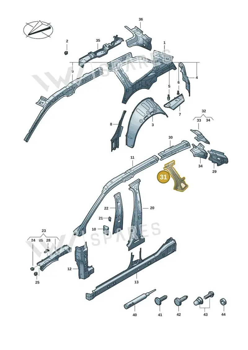 3J0809587 — Volkswagen Passat estate (2023-) diagram 3j0809000, position 31