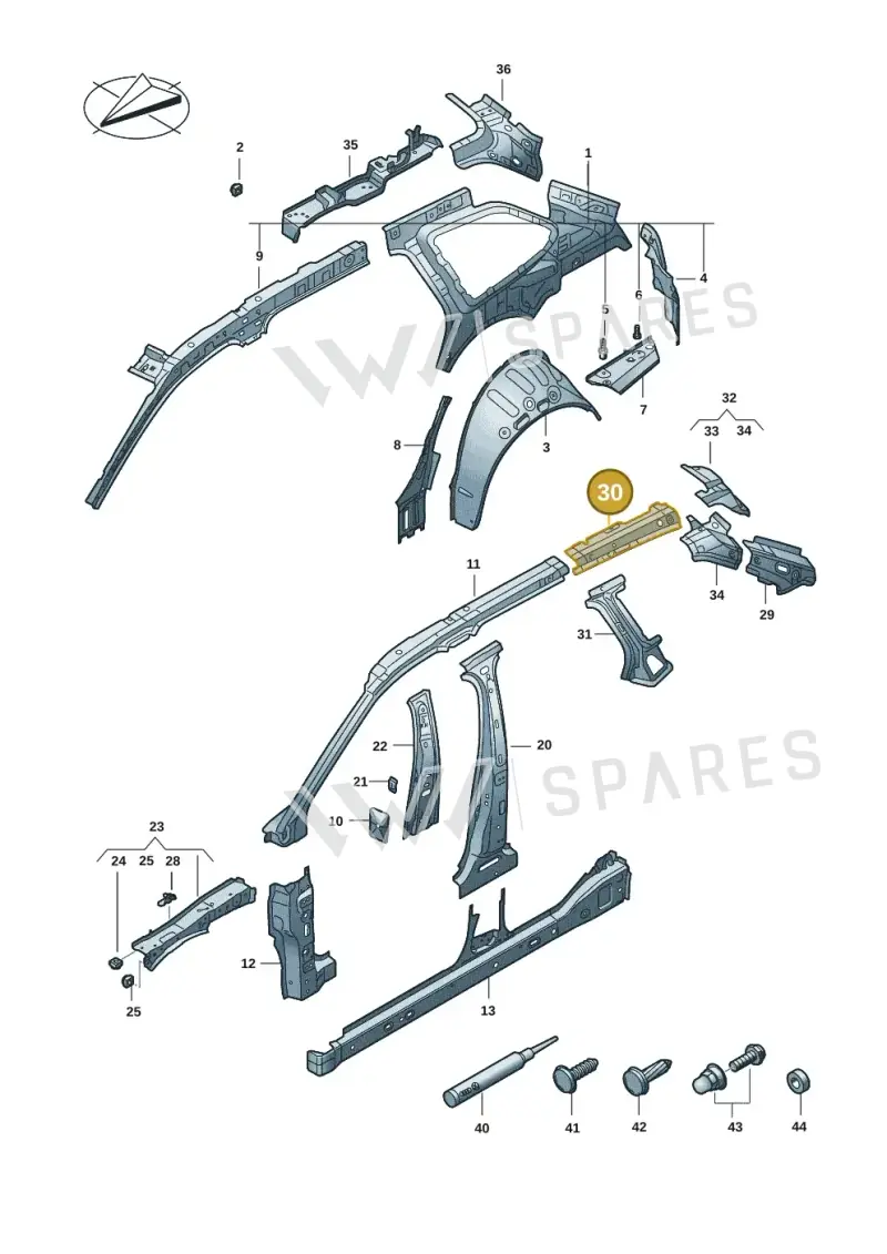 3J0810499 — Volkswagen Passat estate (2023-) diagram 3j0809000, position 30