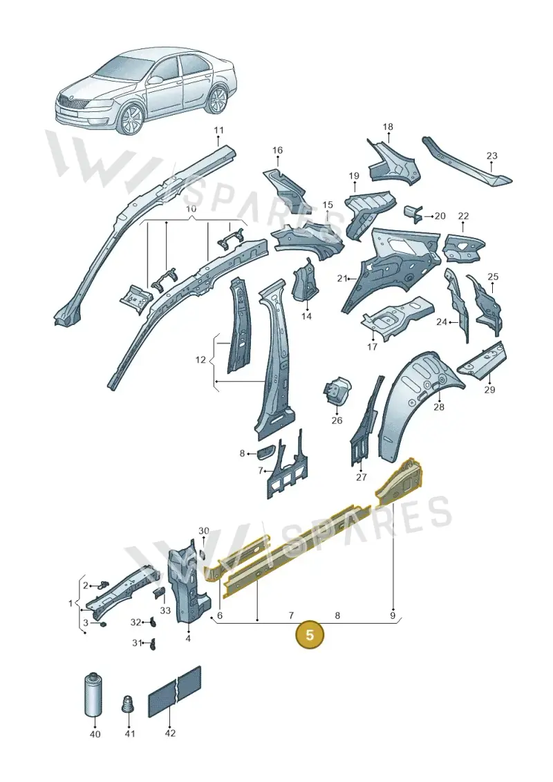3J0810607A — Skoda Superb Combi (2023-2024) diagram 3p0809000, position 5