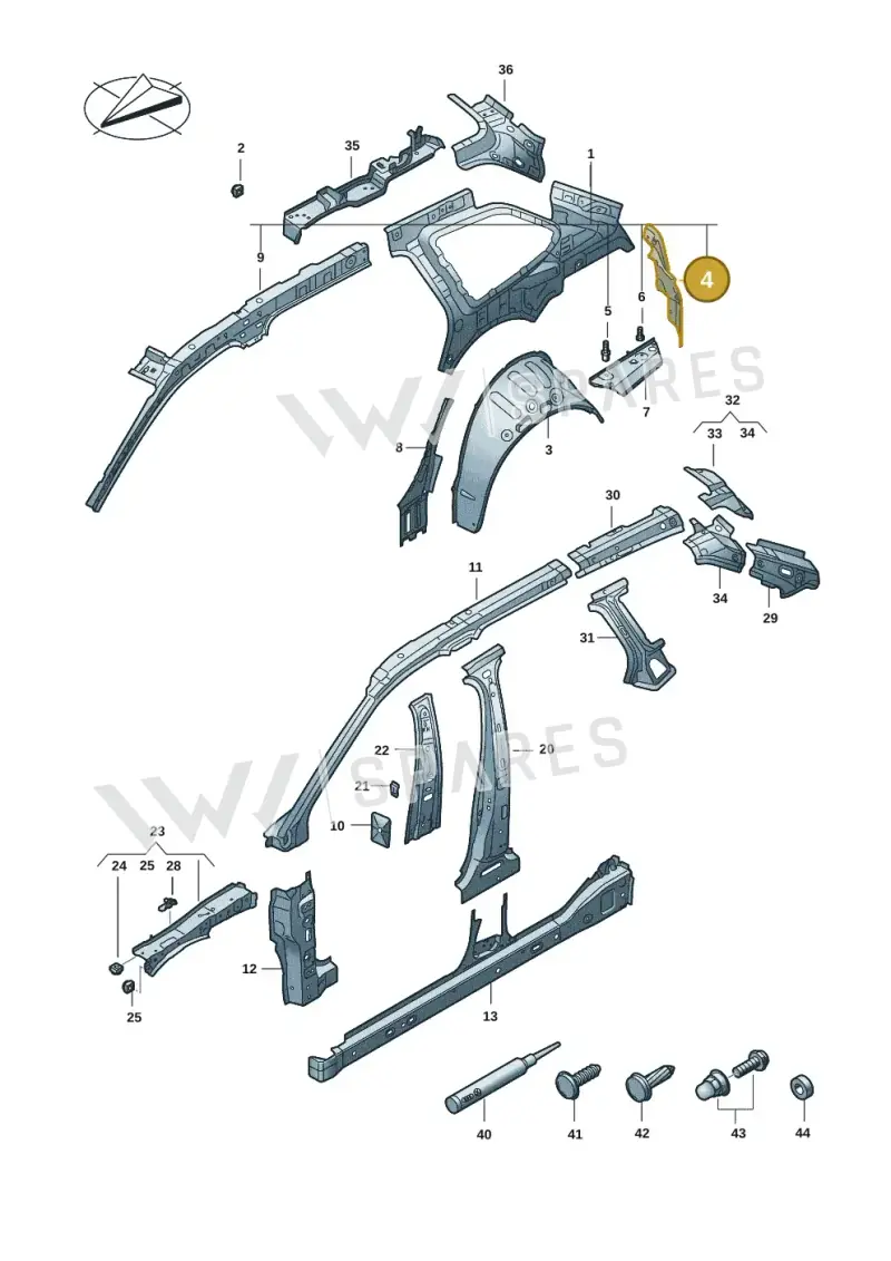 3J0813334 — Volkswagen Passat estate (2023-) diagram 3j0809000, position 4