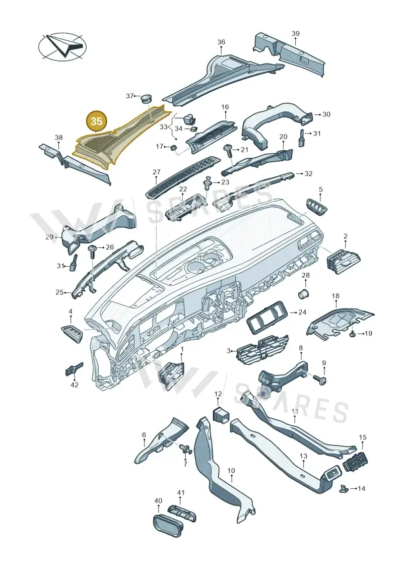 3J08194039B9 — Volkswagen Passat estate (2023-) diagram 3j0819300, position 35