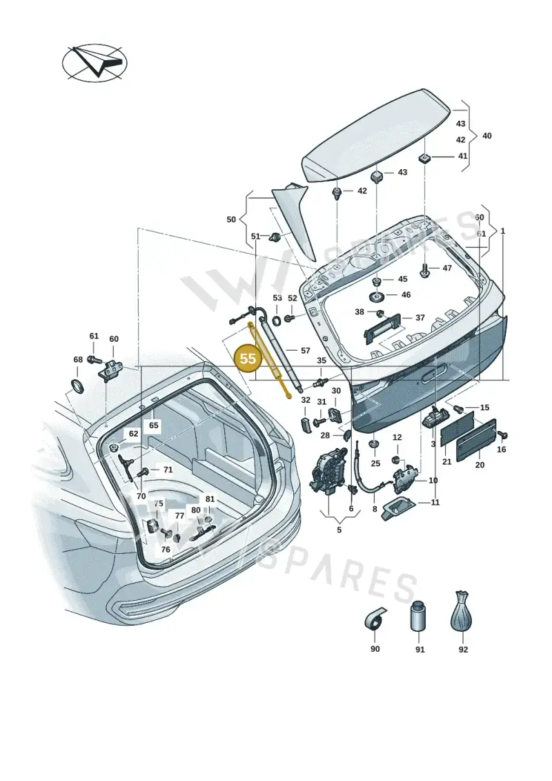 3J0827550A — Volkswagen Passat estate (2023-) diagram 3j0827000, position 55