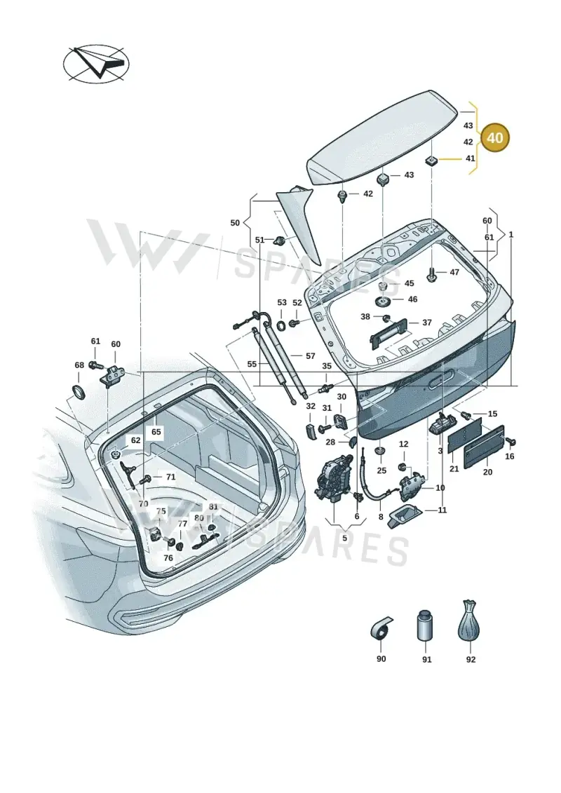 3J0827934GRU — Volkswagen Passat estate (2023-) diagram 3j0827000, position 40