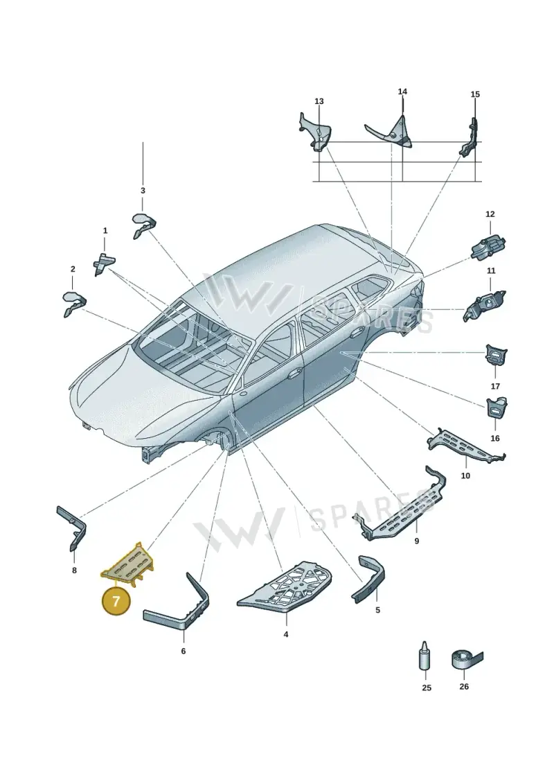 3J0864627 — Volkswagen Passat estate (2023-) diagram 3j0864000, position 7