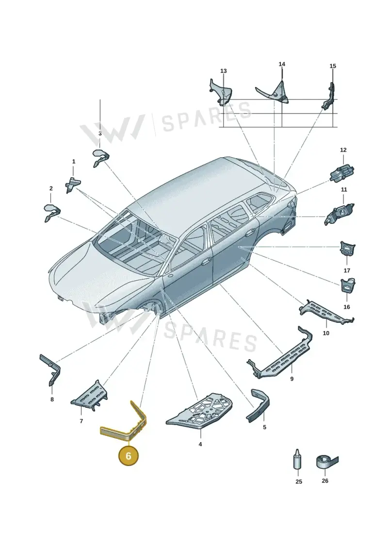 3J0864628B — Volkswagen Passat estate (2023-) diagram 3j0864000, position 6