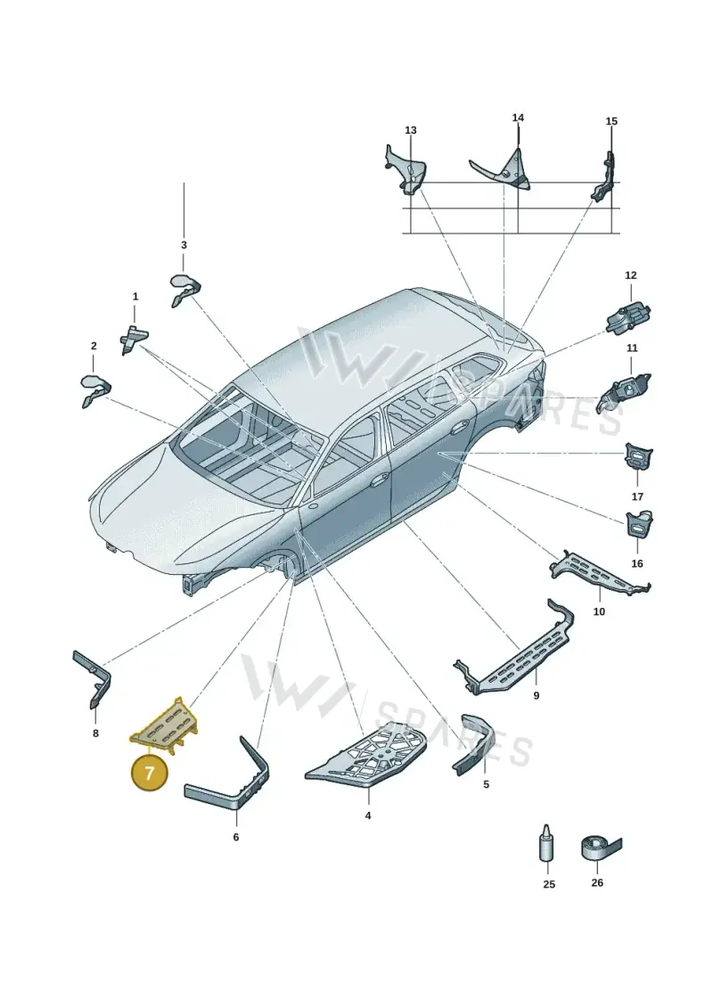 3J0864628 — Volkswagen Passat estate (2023-) diagram 3j0864000, position 7