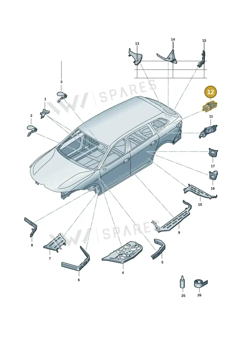 3J0864629A — Volkswagen Passat estate (2023-) diagram 3j0864000, position 12