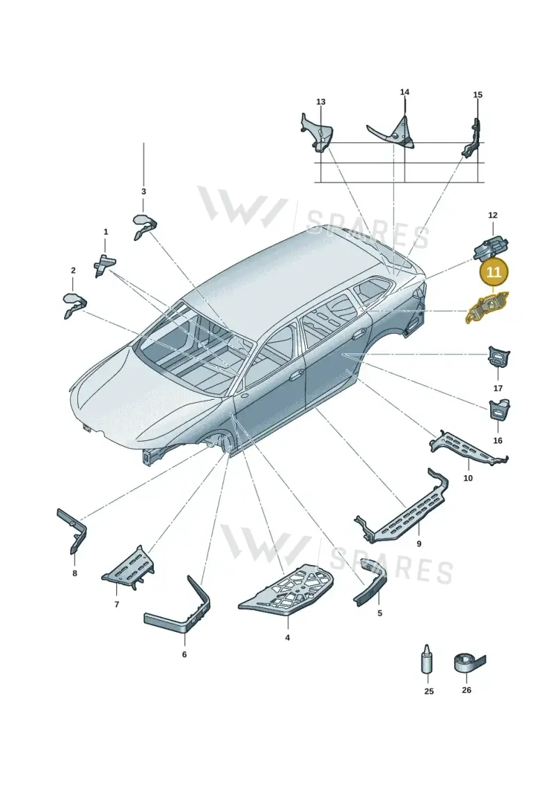 3J0864629 — Volkswagen Passat estate (2023-) diagram 3j0864000, position 11