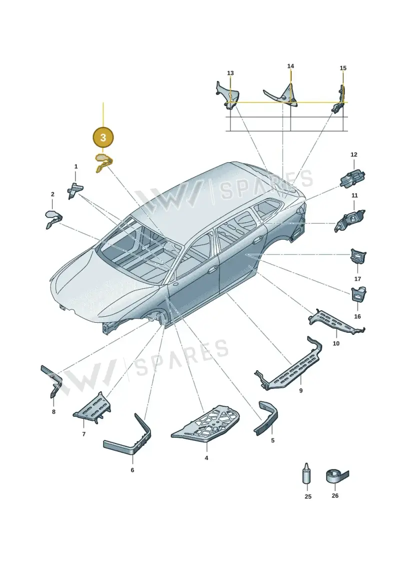 3J0864633A — Volkswagen Passat estate (2023-) diagram 3j0864000, position 3
