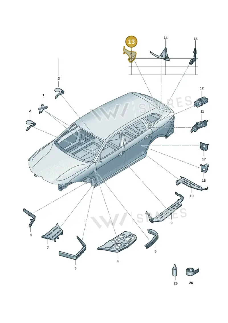 3J0864637 — Volkswagen Passat estate (2023-) diagram 3j0864000, position 13