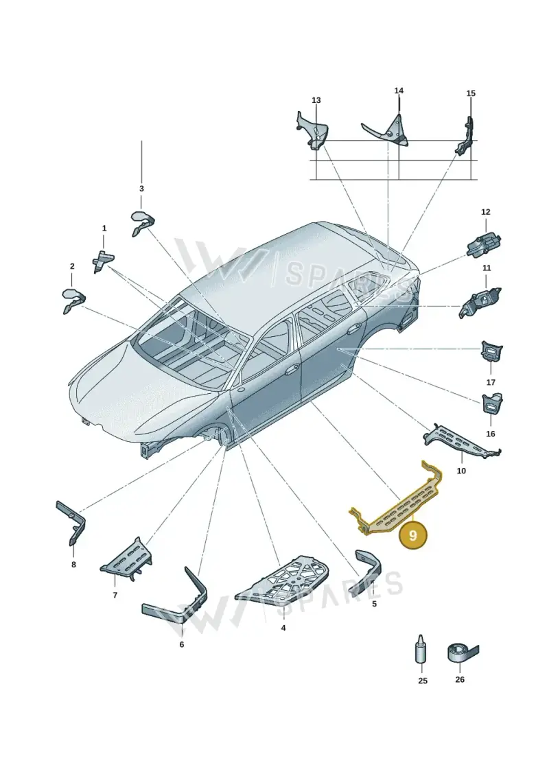 3J0864650A — Volkswagen Passat estate (2023-) diagram 3j0864000, position 9