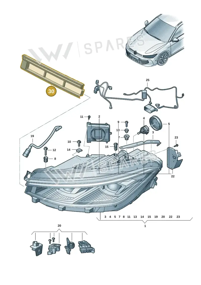 3J0941654 — Volkswagen Passat estate (2023-) diagram 3j0941020, position 30