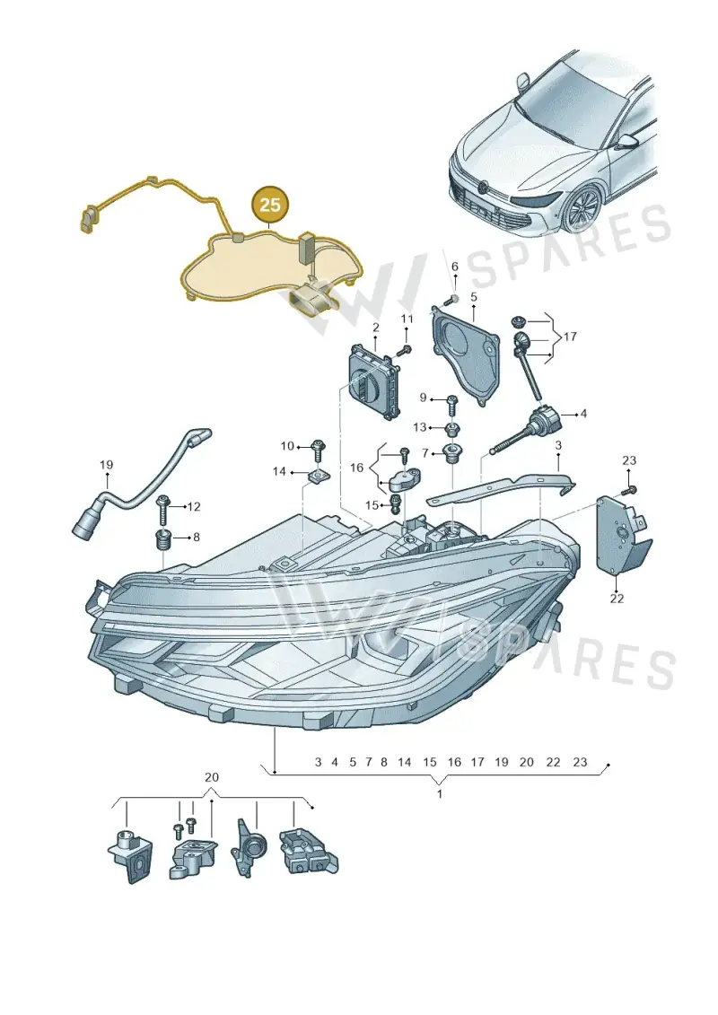 3J0941813A — Volkswagen Passat estate (2023-) diagram 3j0941010, position 25