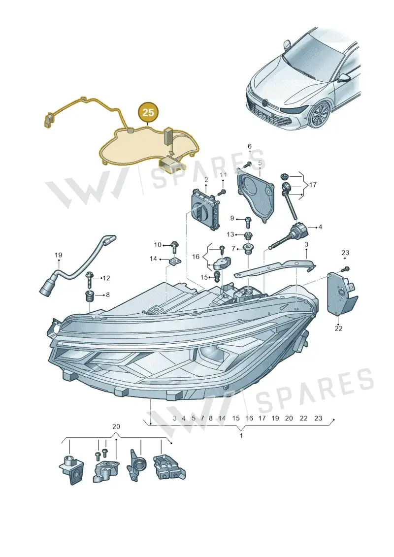 3J0941813 — Volkswagen Passat estate (2023-) diagram 3j0941010, position 25