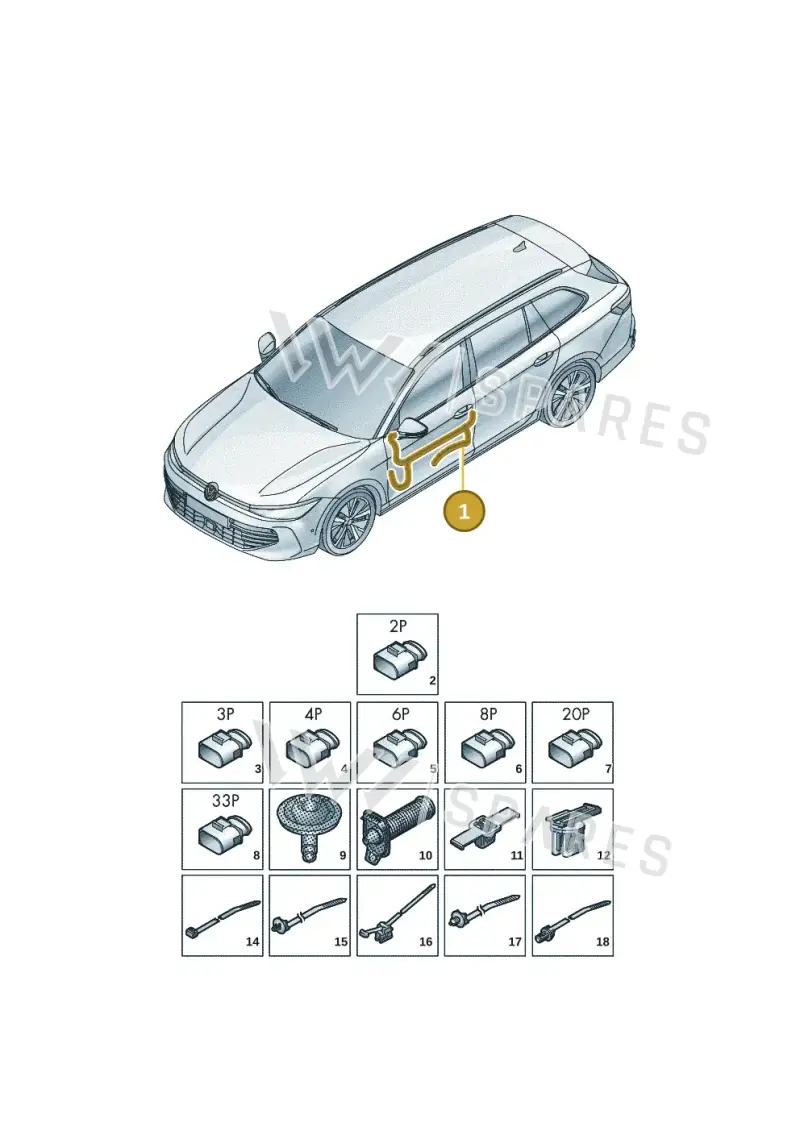 3J0971120D — Volkswagen Passat Estate (2023-2025) diagram 3j0972300, position 1
