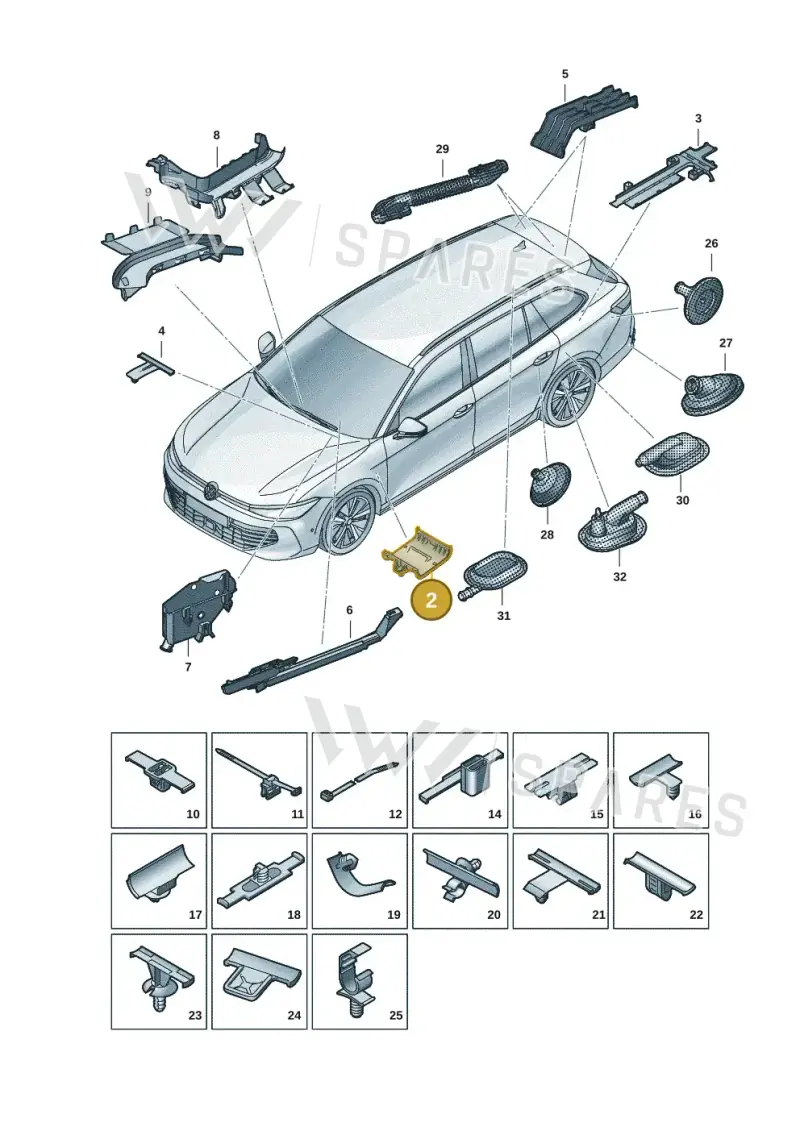 3J0971616 — Volkswagen Passat estate (2023-) diagram 3j0972001, position 2