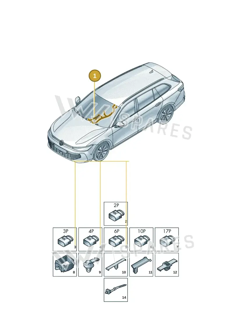 3J0971641BJ — Volkswagen Passat Estate (2023-2025) diagram 3j0972050, position 1