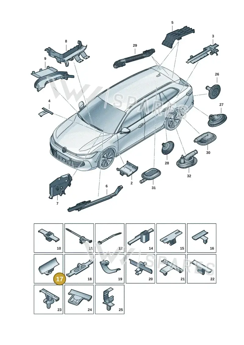 3J0971789 — Volkswagen Passat estate (2023-) diagram 3j0972001, position 17