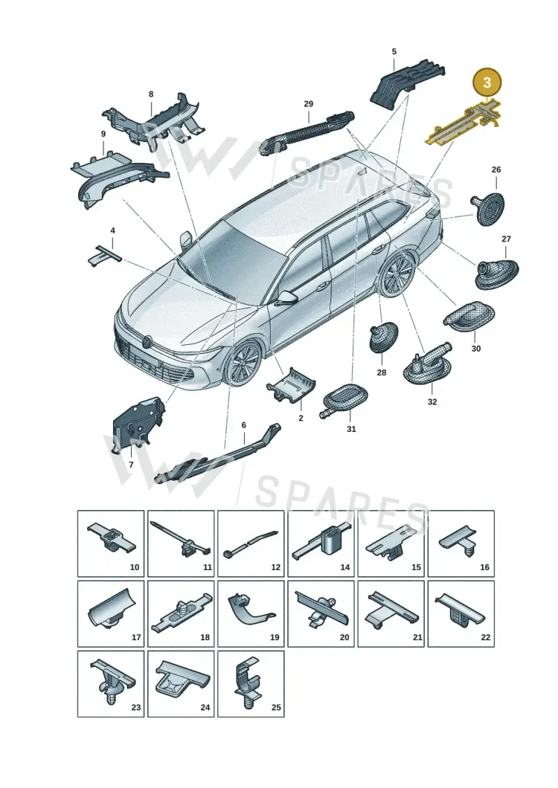 3J0971815 — Volkswagen Passat estate (2023-) diagram 3j0972001, position 3