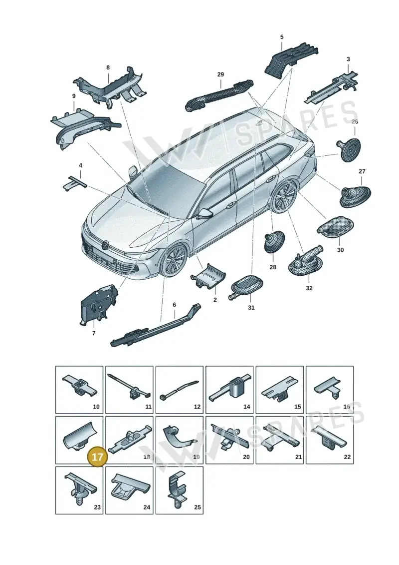 3J0971848 — Volkswagen Passat estate (2023-) diagram 3j0972001, position 17
