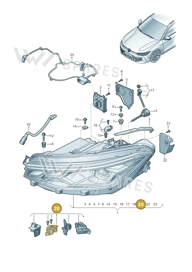 3J0998225 — Volkswagen Passat estate (2023-) diagram 3j0941010, position 20