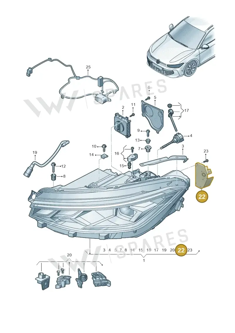 3J0998479 — Volkswagen Passat estate (2023-) diagram 3j0941010, position 22