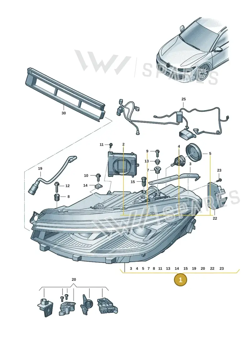 3J1941077 — Volkswagen Passat estate (2023-) diagram 3j0941020, position 1