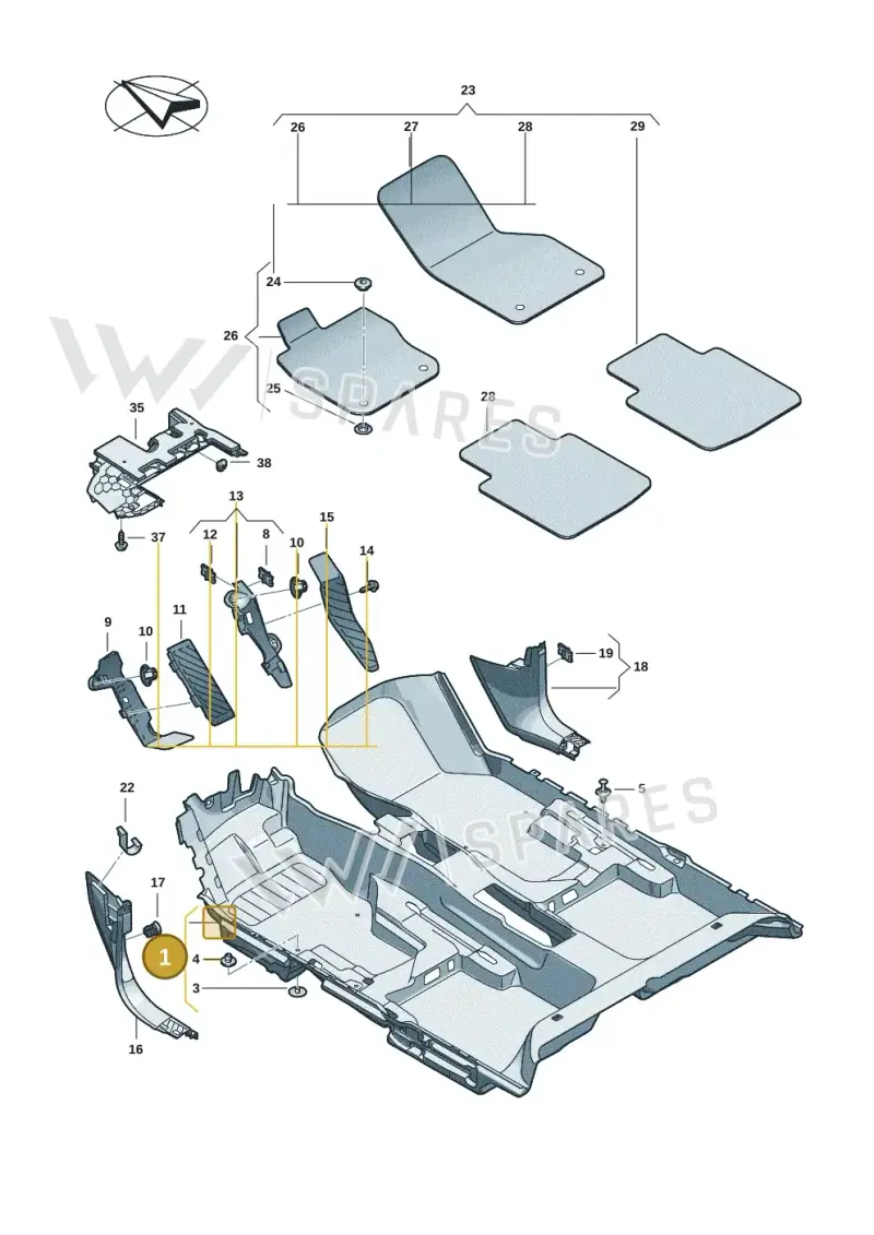 3J2863022A62U — Volkswagen Passat estate (2023-) diagram 3j0863000, position 1