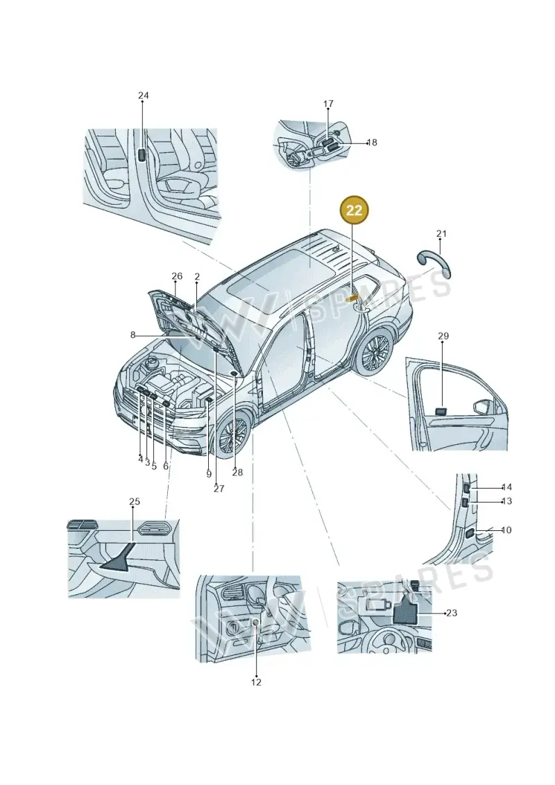 3Q0010006 — Volkswagen Tiguan 2.0 4Motion (2017-2024) diagram 833010000, position 22