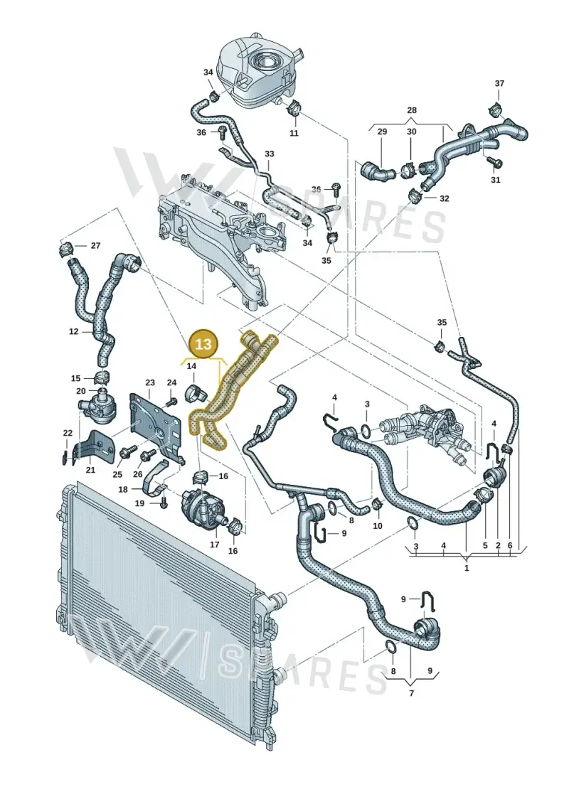 3Q0121156D — Volkswagen Caddy Maxi Kombi (2020-2024) diagram 2ka121500, position 13
