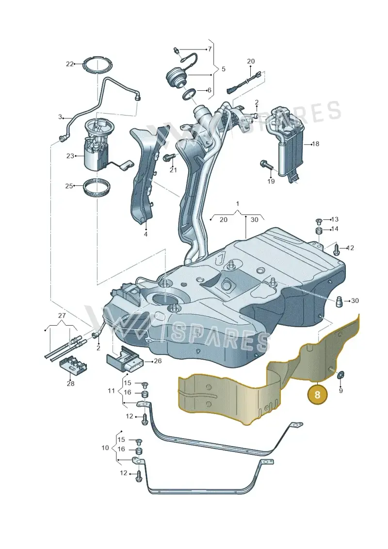 3Q0201308 — Volkswagen Arteon (2017-2023) diagram 828201042, position 8